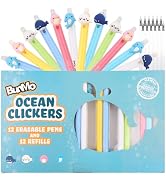BUNMO Ocean Clickers Erasable Gel Pens - Multicolor Cute Pens - School Supplies for Girls - Erasa...