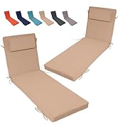 Odsiikly 2 Pack Chaise Lounge Cushions with Ties and Pillow, 72 X 21 X 3.1IN, Reversible, Water-R...