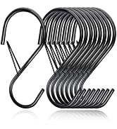 4 Inch 16 Pack Large S Hooks for Hanging with Safety Buckle,Heavy DutyS Hooks for Hanging Plants,...