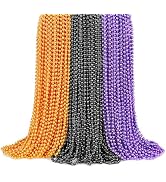 SHAOQINLIN 144 Pcs Halloween Bead Necklace, Halloween Purple Black Orange Bead Necklaces, 33" Met...