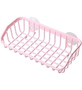 Calsgkspray Pink Multifunctional Drain Rack,Hanging Storage Rack Drain Rack Sink Shelf Suction Cu...