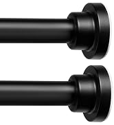 ENJOYBASICS Adjustable Spring Tension Curtain Rods 32 to 66 Inches, Stainless Steel Matte Black S...