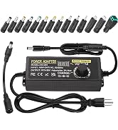 Auplf Universal Power Supply, Adjustable 9V ~ 36V 3A 108W AC to DC Power Supply, Variable Power S...