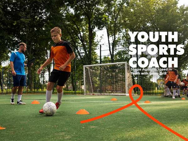 Youth Sports coach taining euipment cones