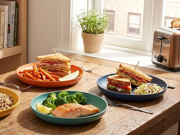 deep plates kitchen plates plastic reusable plates lunch plates apartment essentials pizza plates