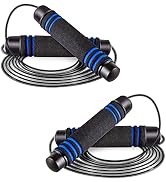 JBM 2 Pieces Jump Rope Weighted Adjustable Skipping Rope for Cardio Crossfit Boxing Fitness, Spee...
