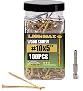LIONMAX Deck Screws 5 Inch, Wood Screws #10 x 5", 100 PCS, Rust Resistant, Exterior Epoxy Coated,...