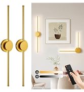 HLCZLUZ 10000mAh Battery Operated Wall Sconce, Round Base, Gold | 360° Adjustable Light Bars, 3 C...