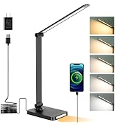 LED Desk Lamp with USB Ports,Touch Desk Lamps for Home Office with 5 Color Modes,3 Brightness Des...