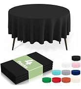misaya 4 Packs Disposable Plastic Table Cloth, 84" Round Waterproof Tablecloth, Leakproof & Sturd...