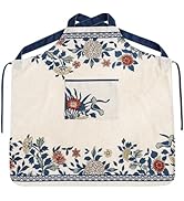 patdrea Blue Floral Linen Apron with Pocket,French Kitchen Garden Chef BBQ Aprons for Women and M...