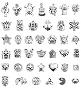 JIALEEY Wholesale Bulk Mix 40 Pcs Tibetan Silver Tone Color Spacer Loose Beads Fit European Charm...