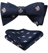 HISDERN Self Tie Bow Ties for Men Animal Fun Bowties Pocket Square Woven Silk Bowtie Handkerchief...