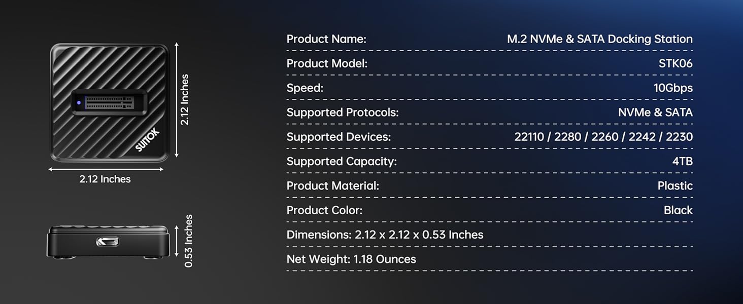 Ultra-lightweight M2 usb adapter weighing only 1.18oz for daily portability.