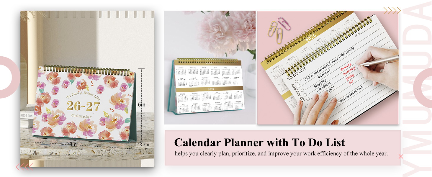 desk calendar 2026 standing flip desk calendar 2026-2027 calendar desktop calendar 2026 calendar