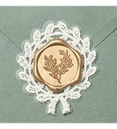 UNIQOOO Wax Seal Stickers with Lace Border- Vintage-Style Eucalyptus Botanical Wedding Invitation...