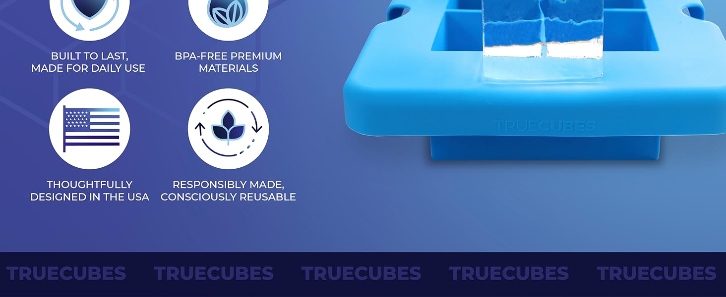 An ice cube mold built to last, bpa free, and designed in the usa