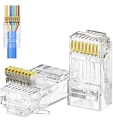 CableGeeker 100-Pack Cat 6 Pass-Through RJ45 Connectors, Gold Plated Cat6 Ends UTP Ethernet Cable...