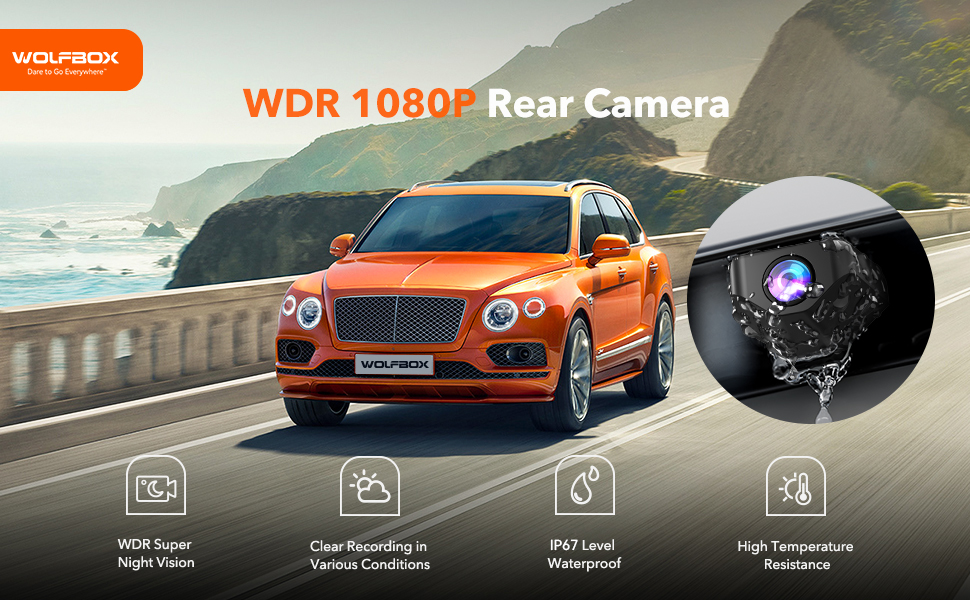 rear view mirror camera, mirror dash cam, WOLFBOX mirror dash cam