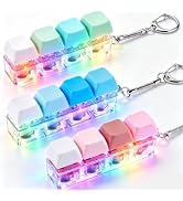 3 Pack Keyboard Fidget Toy Light Clicker Fidget Key Board with Keychain | Macaron Keycaps Silent ...