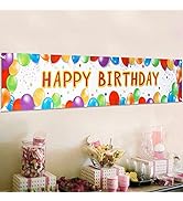 Birthday Banner Happy Birthday Sign Huge Balloon Banner Decorations Spring Birthday Supplies Colo...