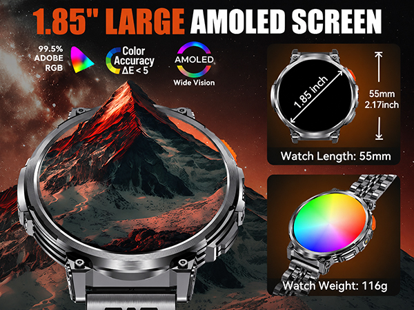 1.85-inch large AMOLED HD screen