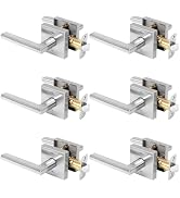RAFECIEE 6 Pack Interior Door Levers Passage Door Handles Keyless Closet Door Handle Square Door ...