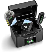 Gicorino 2 Pack Wireless Lavalier Microphone for iPhone Android, 60H Case | Mini Microphone with ...