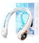 BNBZ Portable Neck Fan, 6000mAh Rechargeable Fan Blows Cold Air with LED Display, 4 Speeds, 20H R...