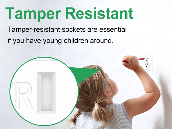 20Amp GFCI Outlet with USB C & USB A Ports tamper resistant