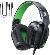 Vakedy Wired Gaming Headset for Xbox,PS5,PS4,PC,Switch, RGB 50mm Drivers | Foldable lightweight f...
