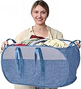 100L Collapsible Laundry Baskets, Extra Large Mesh Pop Up Laundry Hamper, Dirty Clothes Hamper wi...