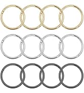 12Pcs Trigger Spring O Rings,3 Colors Round Carabiner Clip Snap Hooks Spring Keyring Buckle for D...