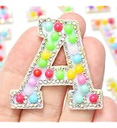 Jongdari Iron on Letters Pearl Letter Patches, 26pcs A-Z Glitter Pearls Rhinestone Sew on Alphabe...