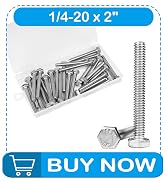 Yinpecly 25Pcs 1/4-20 x 2 Hex Bolts,1/4