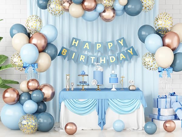 light blue gold balloons