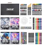 Mixed Media Art Set XXL with Professional Wooden Case (150 Pieces) - Art Supplies for Painting, D...