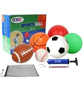 Set of 6 Mini Sports Balls with Pump, Included 5-inch Soccer Ball, Basketball, Volleyball and Pla...