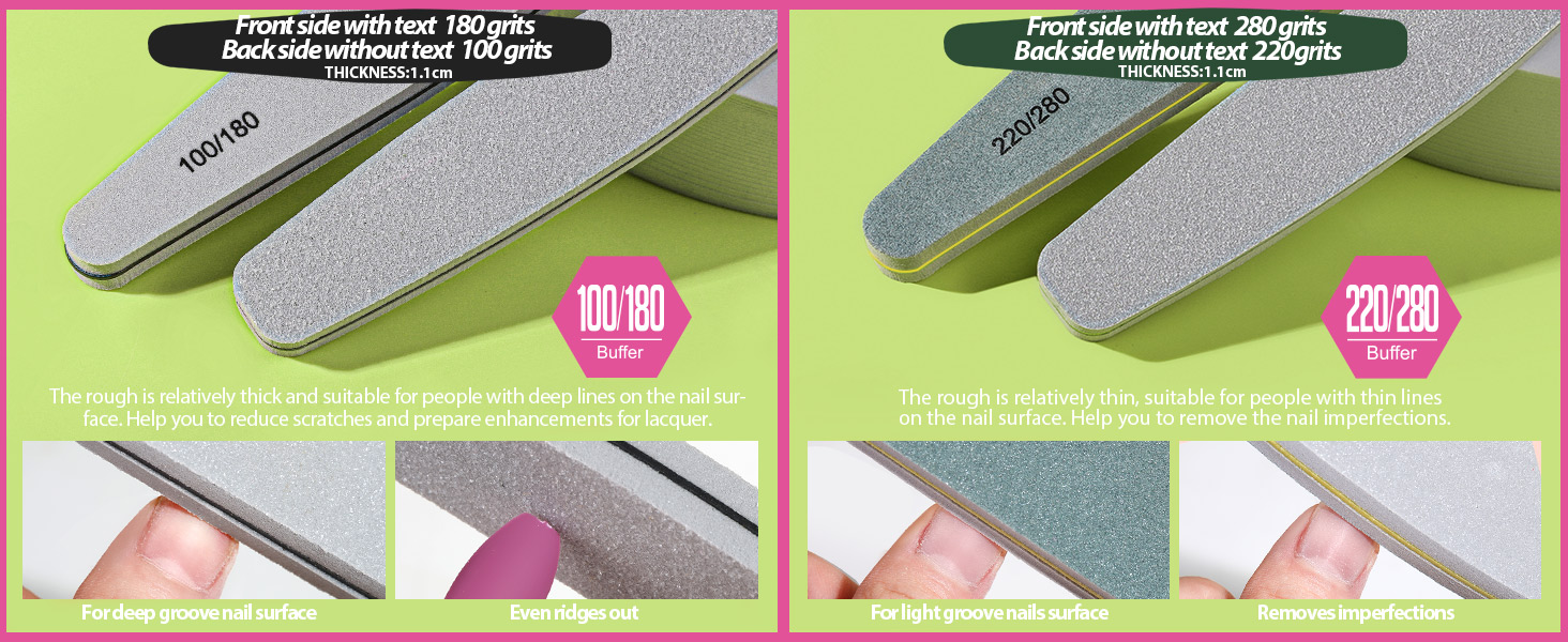 100/180 grtis nail buffer and 220/280 grits nail buffer