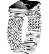 JR.DM Silver Bracelet Band for Women Compatible with Apple Watch 38mm 40mm 41mm 42mm (S10/11) Des...