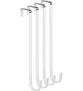 Mars-Rock Over the Door Metal Hooks with Plastic Coating 12" Fit 0.5" to 1 3/8" Door 4 Pcs Heavy ...