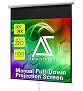 Akia Screens 125 inch Projector Screen Pull Down Manual B 1:1 8K 4K HD 3D Ceiling Wall Mount Whit...