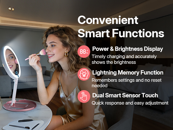 travel magnifying mirror with light