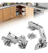 Corner Cabinet Hinge Set 180° & 135° Soft Close, 2x180° + 2x135° Half Overlay Hinges for Lazy Sus...