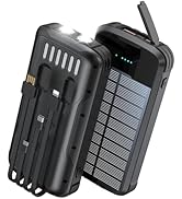 SOXONO Solar Charger Power Bank, PD 20W Fast Charging External Batter, 40000mAh Portable Phone Ch...