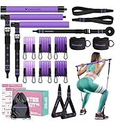Pilates Bar Kit with Resistance Bands, Multifunctional Yoga Pilates Bar with Heavy-Duty Metal Adj...
