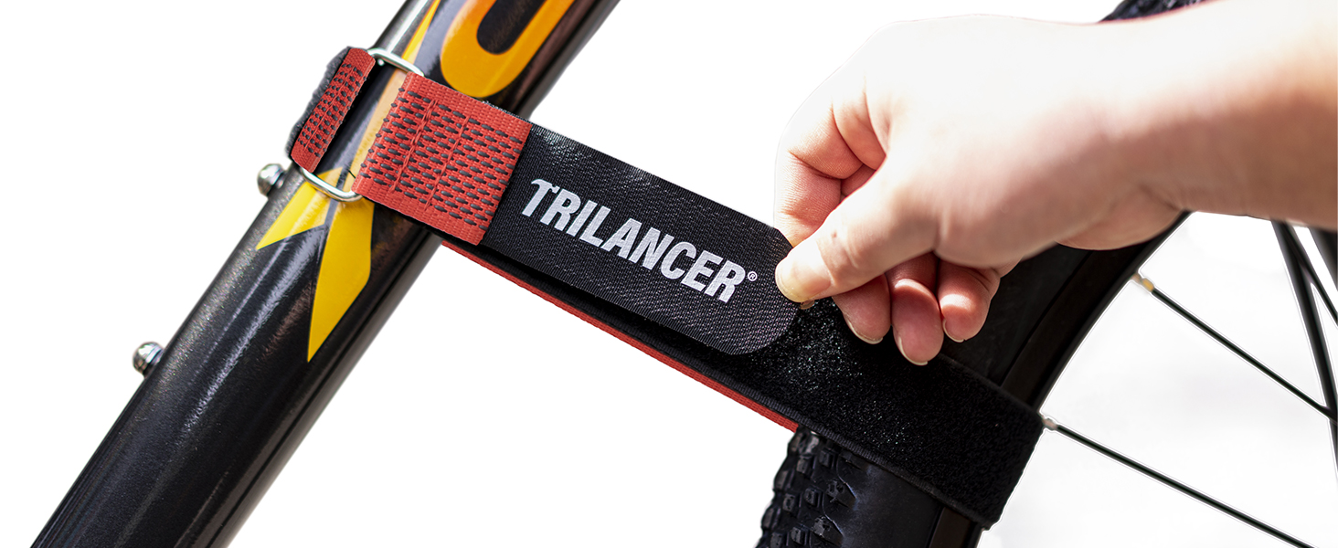 Trilancer Adjustable Bike Wheel Stabilizer Strap with Hook and Loop for Car and Wall Mount