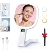Auxmir Travel Makeup Mirror with Lights, Double Sided 30X/1X Lighted Magnifying Mirror, LED Displ...