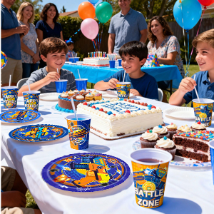 dart war birthday party plates