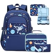 ACESAK Boys Backpack - Astronaut Bento Box with Insulated Lunch Bag Pencil Case & Utensils Set fo...